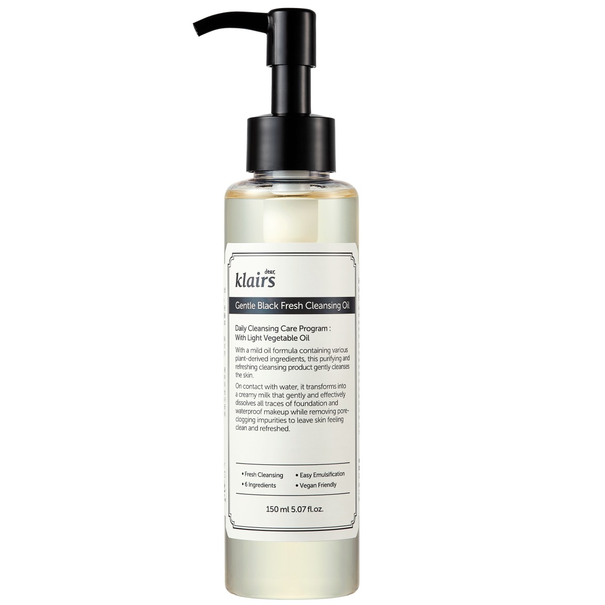 Gentle Black Fresh Cleansing Oil - Klairs | MiiN Cosmetics
