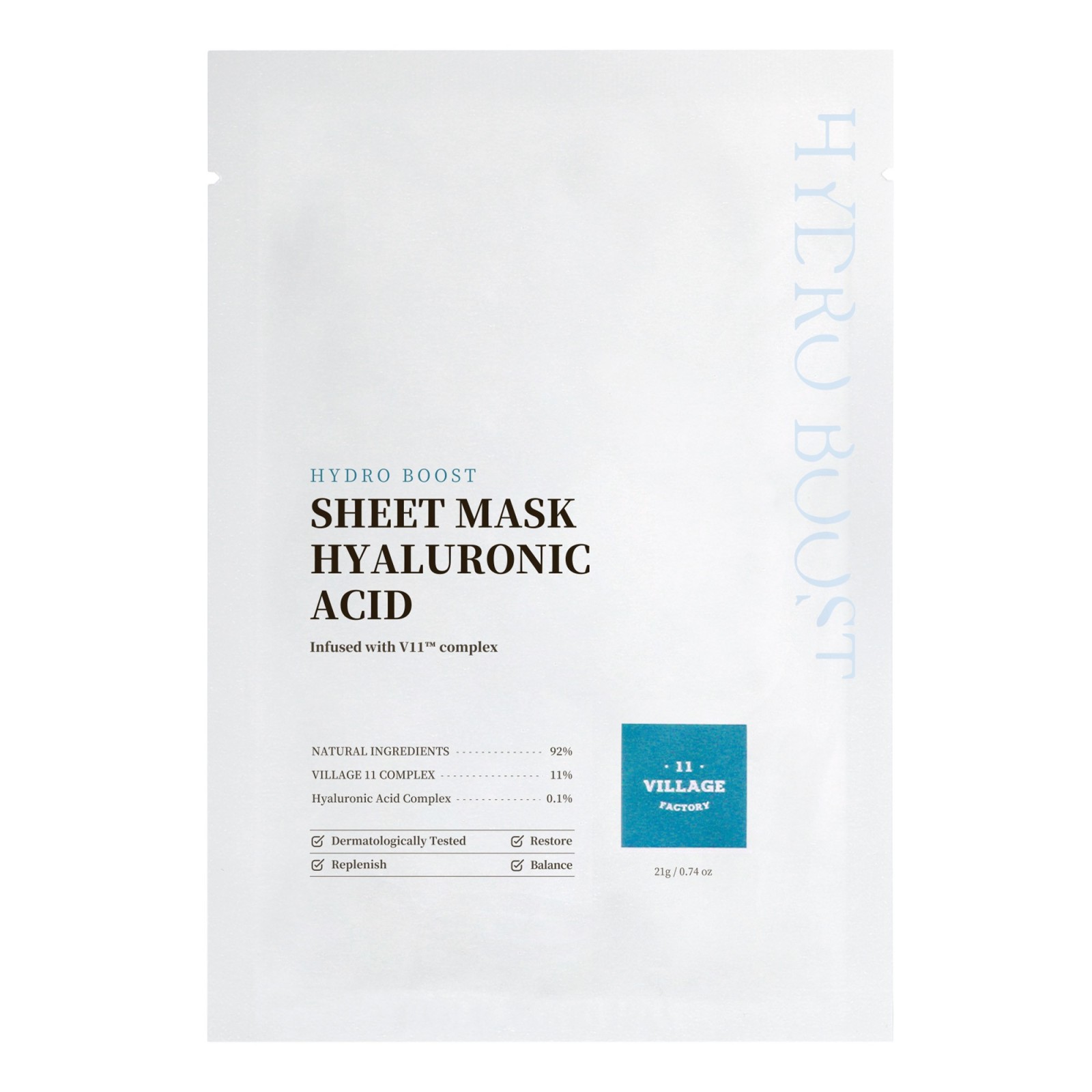 Mascarilla de tejido con ácido hialurónico para una hidratación intensa - Village 11 | MiiN Cosmetics