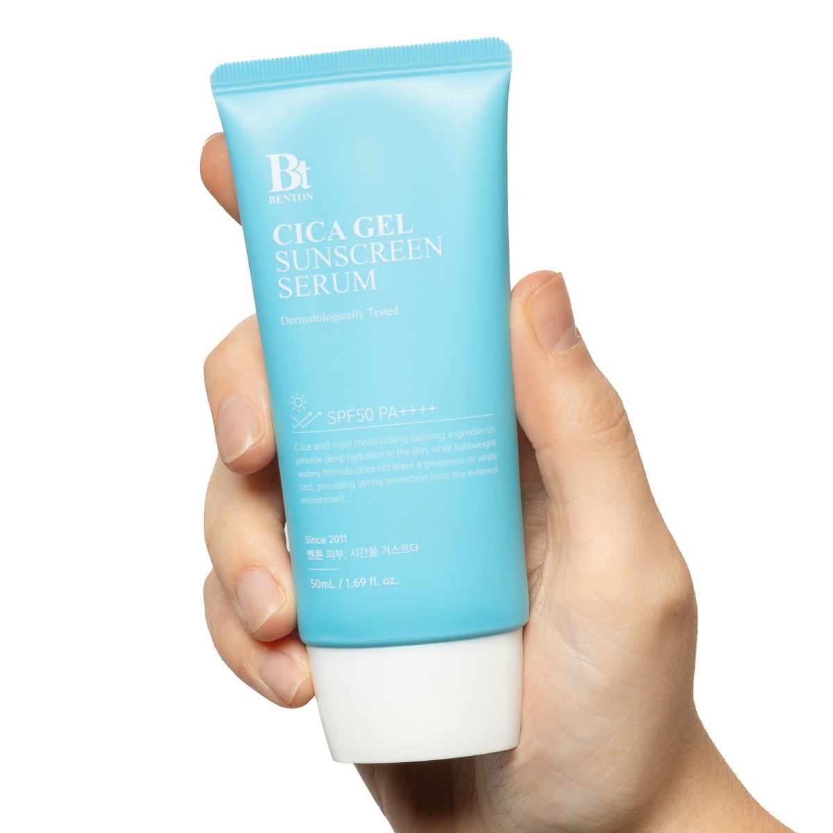 Protector solar 50+ ligero, hidratante y calmante con CICA de Benton | MiiN Cosmetics