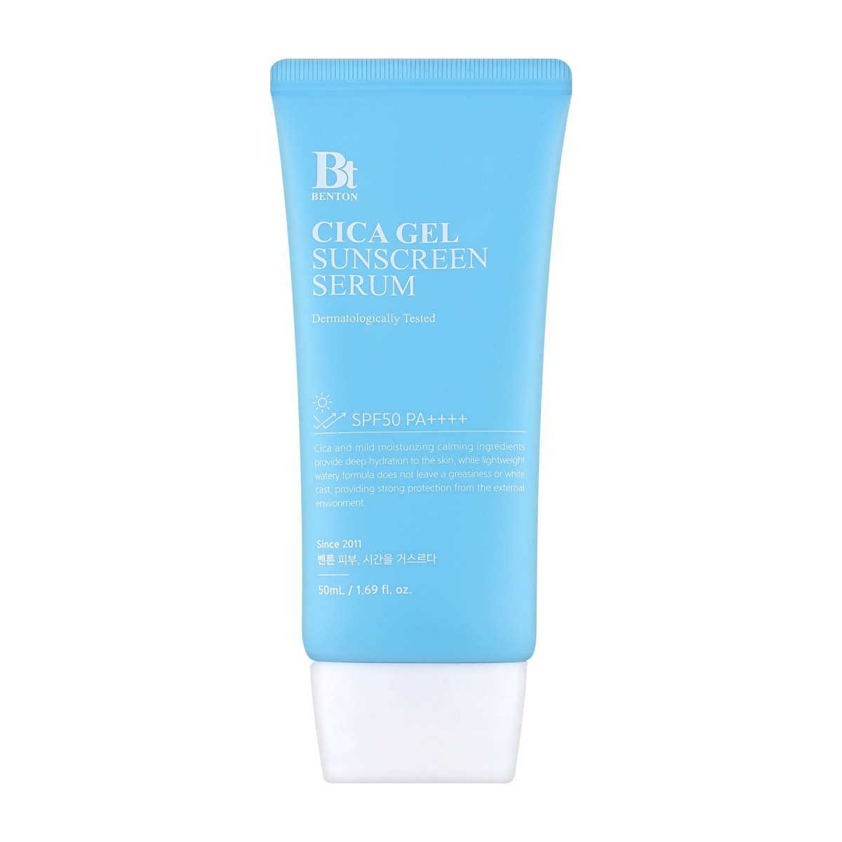 Protector solar 50+ ligero, hidratante y calmante con CICA de Benton | MiiN Cosmetics