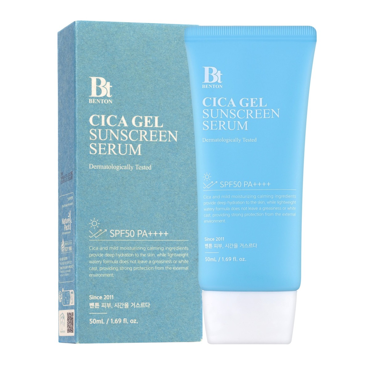 Protector solar 50+ ligero, hidratante y calmante con CICA de Benton | MiiN Cosmetics